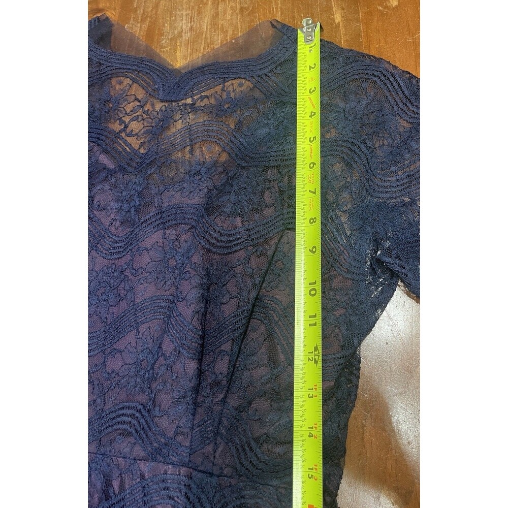 VTG 50’s Cocktail Prom Blue Lace Purple Taffeta Dress Womens Handmade*Flaw - Picture 16 of 16